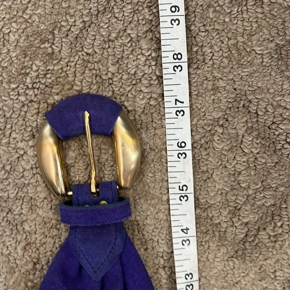 Vintage Purple Suede Belt with Gold Metal Buckle